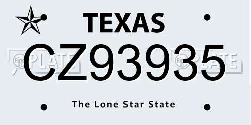 CZ93935 Texas License Plate