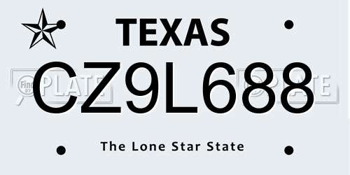 CZ9L688 Texas License Plate