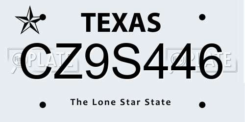 CZ9S446 Texas License Plate