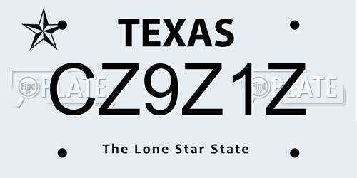 CZ9Z1Z Texas License Plate