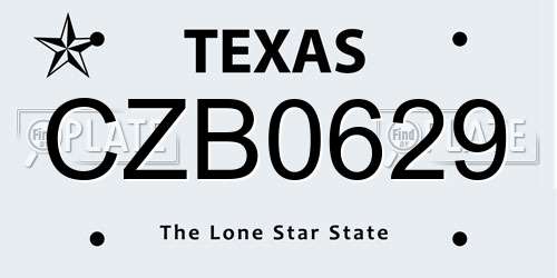 CZB0629 Texas License Plate