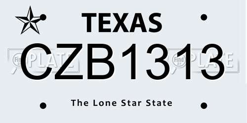 CZB1313 Texas License Plate
