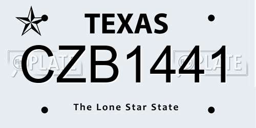 CZB1441 Texas License Plate