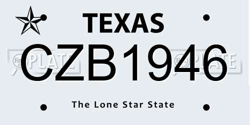 CZB1946 Texas License Plate