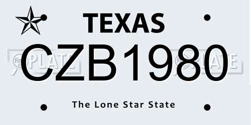 CZB1980 Texas License Plate
