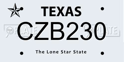 CZB230 Texas License Plate