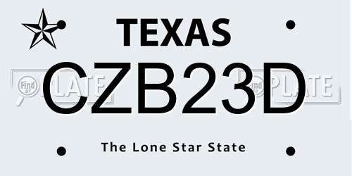 CZB23D Texas License Plate
