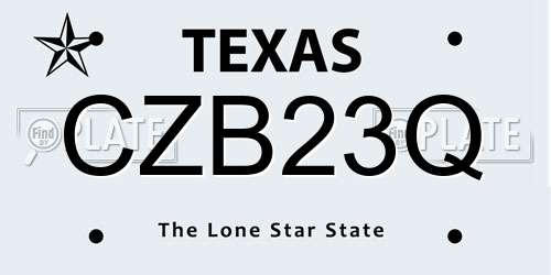 CZB23Q Texas License Plate