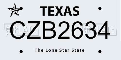 CZB2634 Texas License Plate