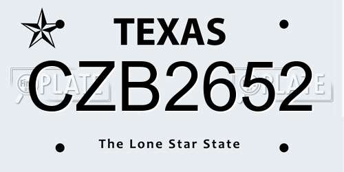 CZB2652 Texas License Plate