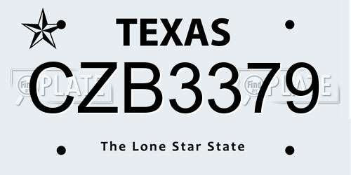 CZB3379 Texas License Plate
