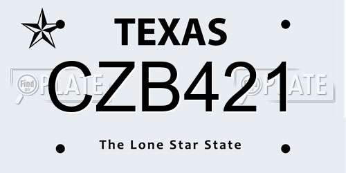 CZB421 Texas License Plate