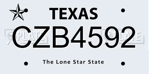 CZB4592 Texas License Plate