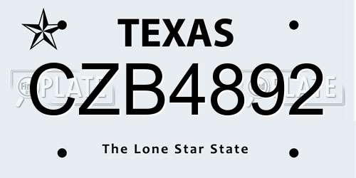 CZB4892 Texas License Plate