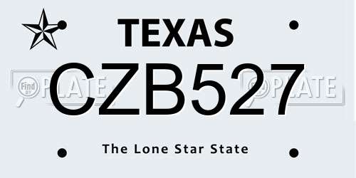 CZB527 Texas License Plate