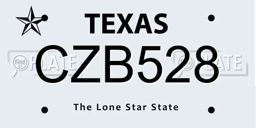 CZB528 Texas License Plate