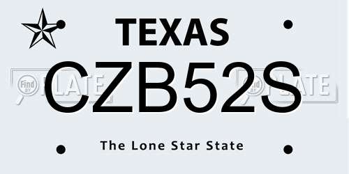 CZB52S Texas License Plate