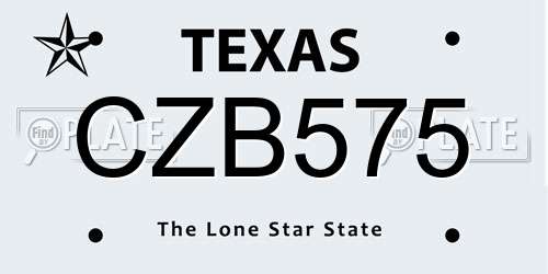 CZB575 Texas License Plate