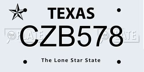 CZB578 Texas License Plate