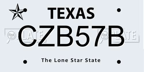CZB57B Texas License Plate