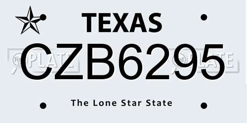 CZB6295 Texas License Plate