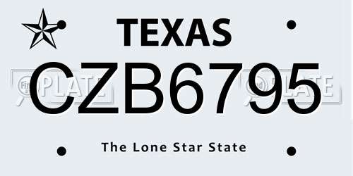 CZB6795 Texas License Plate