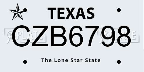 CZB6798 Texas License Plate