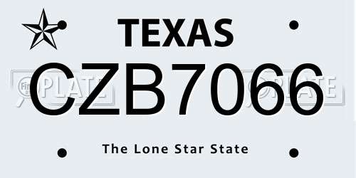 CZB7066 Texas License Plate