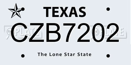 CZB7202 Texas License Plate