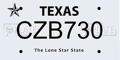 CZB730 Texas License Plate