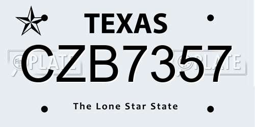 CZB7357 Texas License Plate