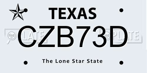 CZB73D Texas License Plate