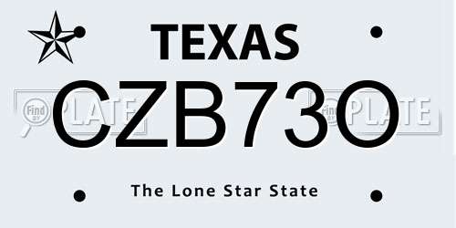CZB73O Texas License Plate