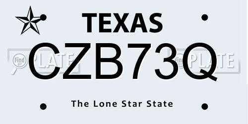 CZB73Q Texas License Plate