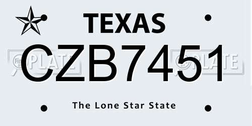 CZB7451 Texas License Plate