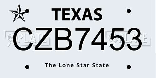 CZB7453 Texas License Plate