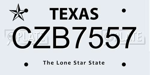 CZB7557 Texas License Plate