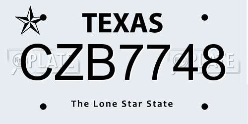 CZB7748 Texas License Plate