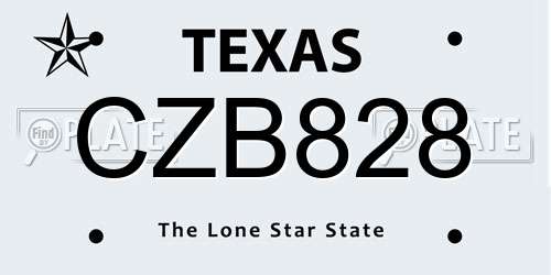 CZB828 Texas License Plate