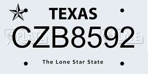 CZB8592 Texas License Plate