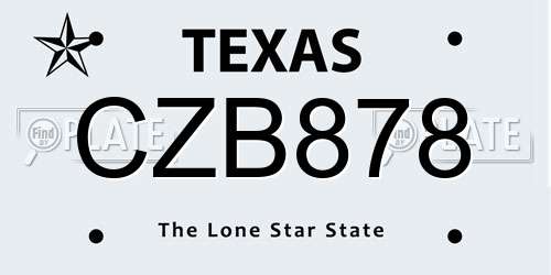 CZB878 Texas License Plate