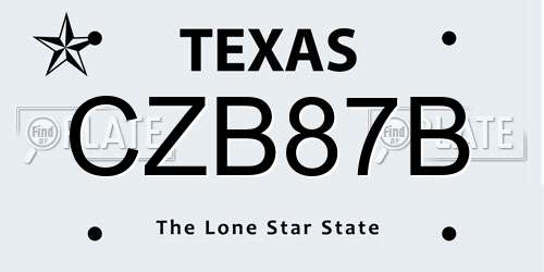 CZB87B Texas License Plate