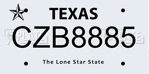 CZB8885 Texas License Plate