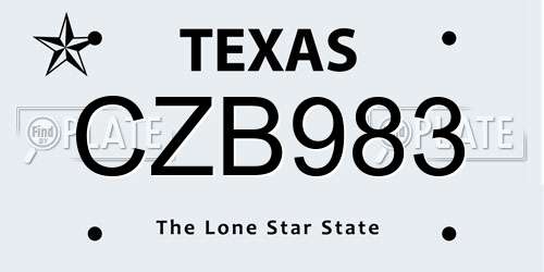 CZB983 Texas License Plate