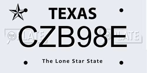 CZB98E Texas License Plate