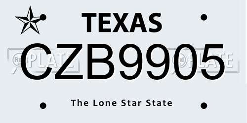 CZB9905 Texas License Plate