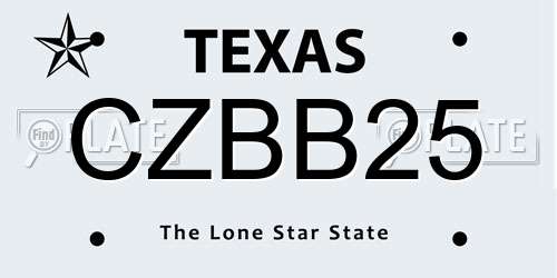 CZBB25 Texas License Plate