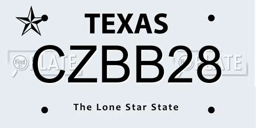 CZBB28 Texas License Plate