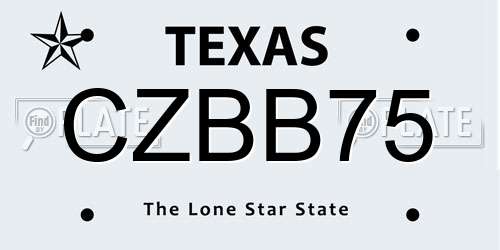 CZBB75 Texas License Plate