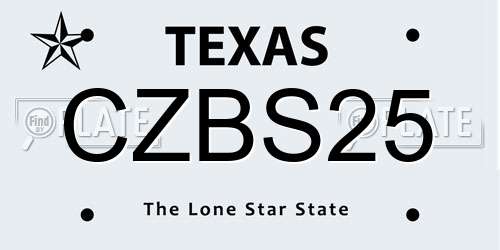 CZBS25 Texas License Plate